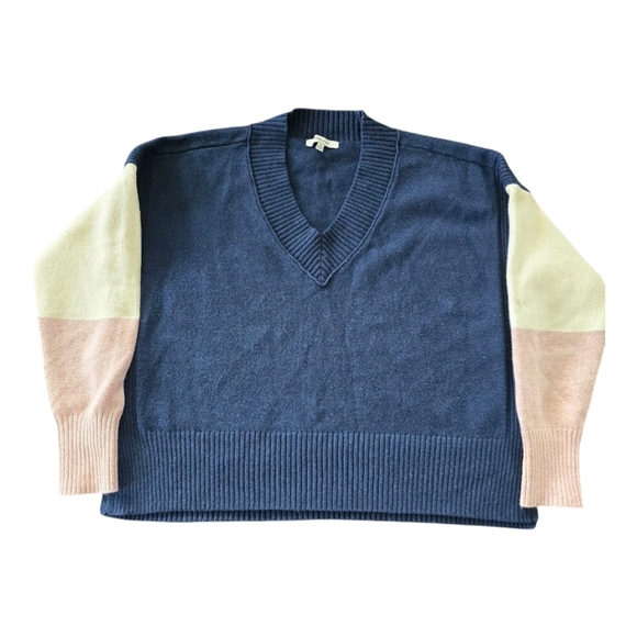 Madewell Sweater Small Women Colorblock Charleston V-Neck Pullover Cozy - Picture 1 of 12